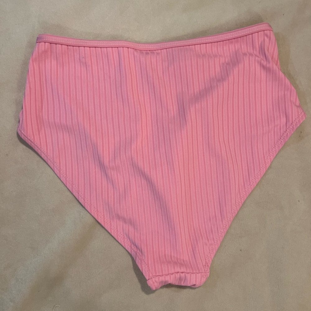 NWOT Joe Fresh Women’s Pink Ribbed Swim Bottoms - Picture 2 of 4